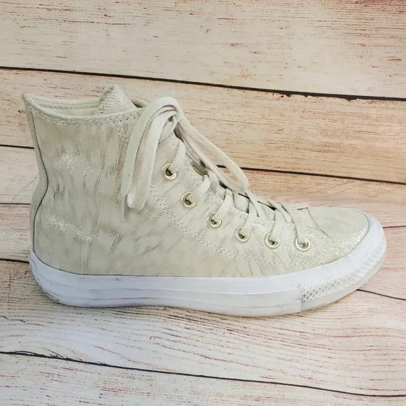 Converse Womens 6.5 Chuck Tayler All Star Suede Buff Buff White Sneakers - Picture 7 of 10